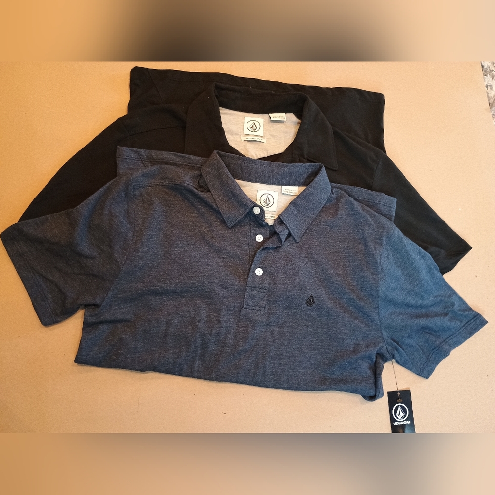 Volcom Men's Small Lot Of 2 Polo Shirts- Blue and Black